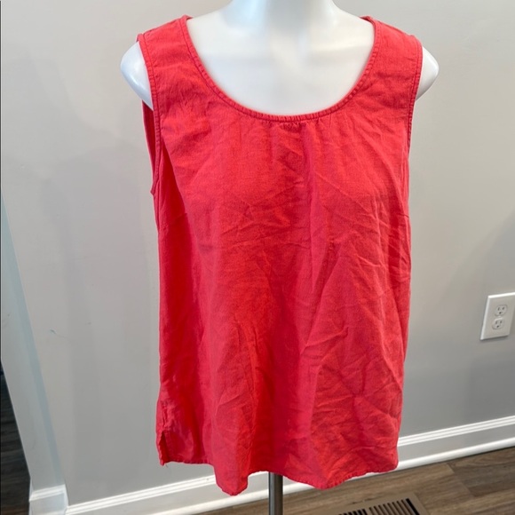 Ellen Tracy Medium Linen Blend Pink Relaxed Tank Top - Picture 1 of 9